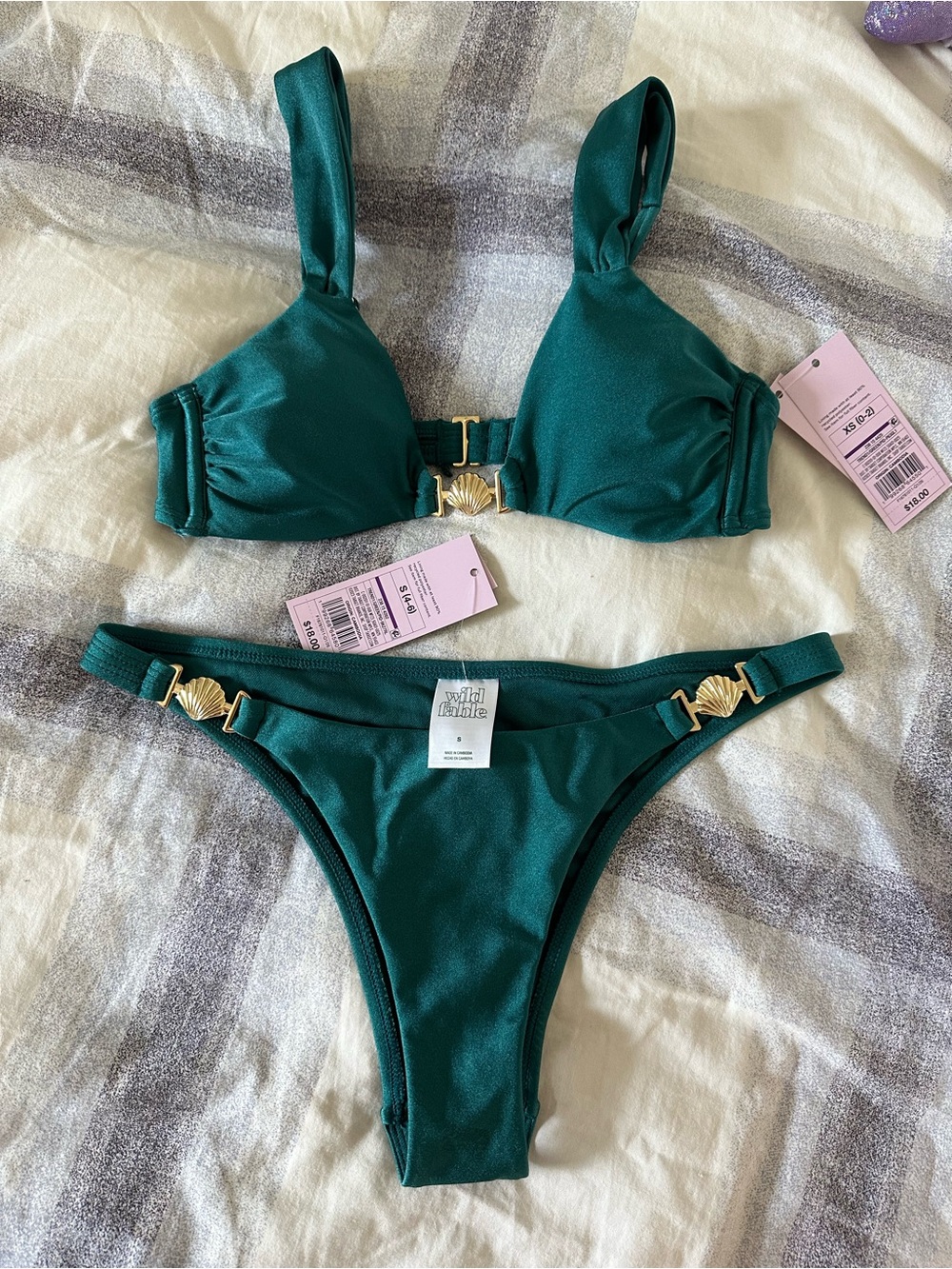 wild fable Teal Green Shell-Accent Bikini Set